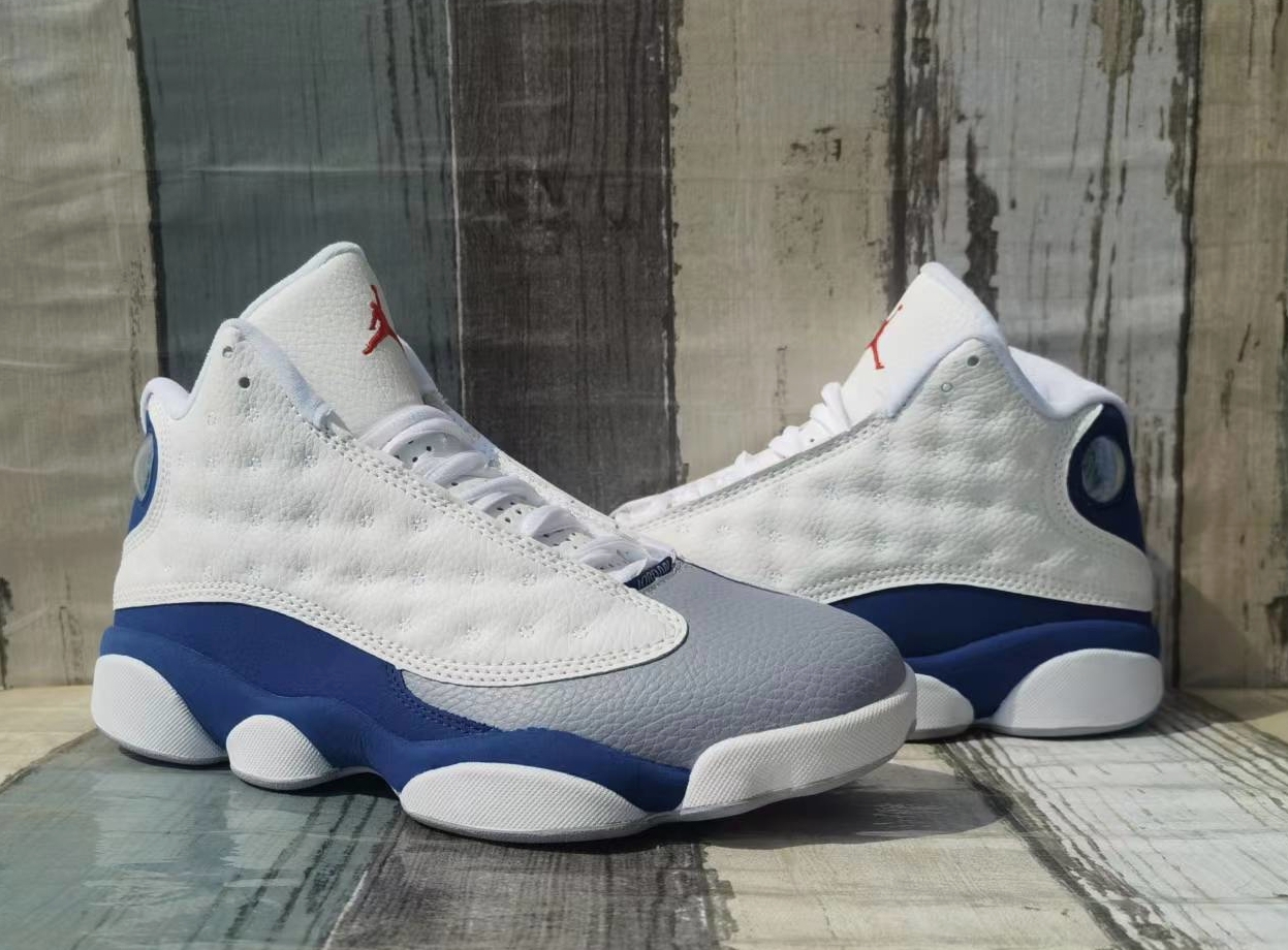 New 2022 Air Jordan 13 White French Blue Grey Shoes